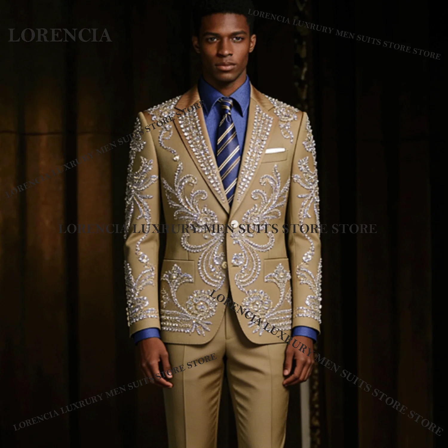 Sparkly Embroidery Men suits Customized Jewelry Sequin For Wedding Groom Male Prom Party Simple Blazer 2 Pieces Set Tuxedos Slim
Sparkly Embroidery Men suits Customized Jewelry Sequin For Wedding Groom Male Prom Party Simple Blazer 2 Pieces Set Tuxedos Slim