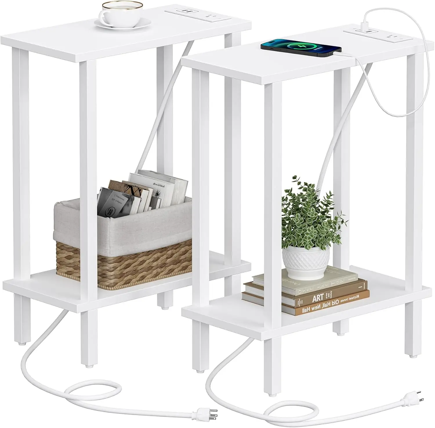 Small End Table with Charging Station, Narrow Side Table with USB Ports and Outlets, Set of 2, Skinny Sofa Table, Slim Nights
Small End Table with Charging Station, Narrow Side Table with USB Ports and Outlets, Set of 2, Skinny Sofa Table, Slim Nights