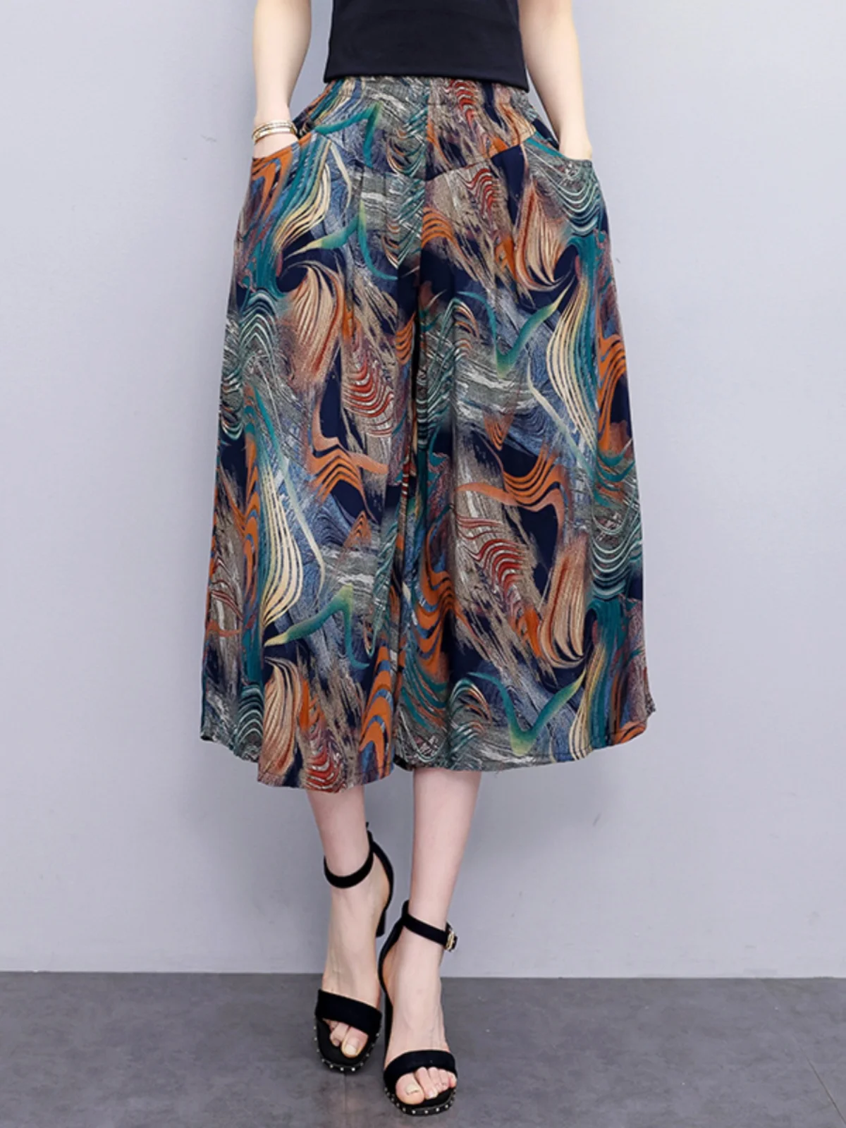 Middle Aged Women's High Waisted Trousers Summer Loose Casual Elastic Waist Wide Leg Pants Women Vintage Clothes E8898
Middle Aged Women's High Waisted Trousers Summer Loose Casual Elastic Waist Wide Leg Pants Women Vintage Clothes E8898