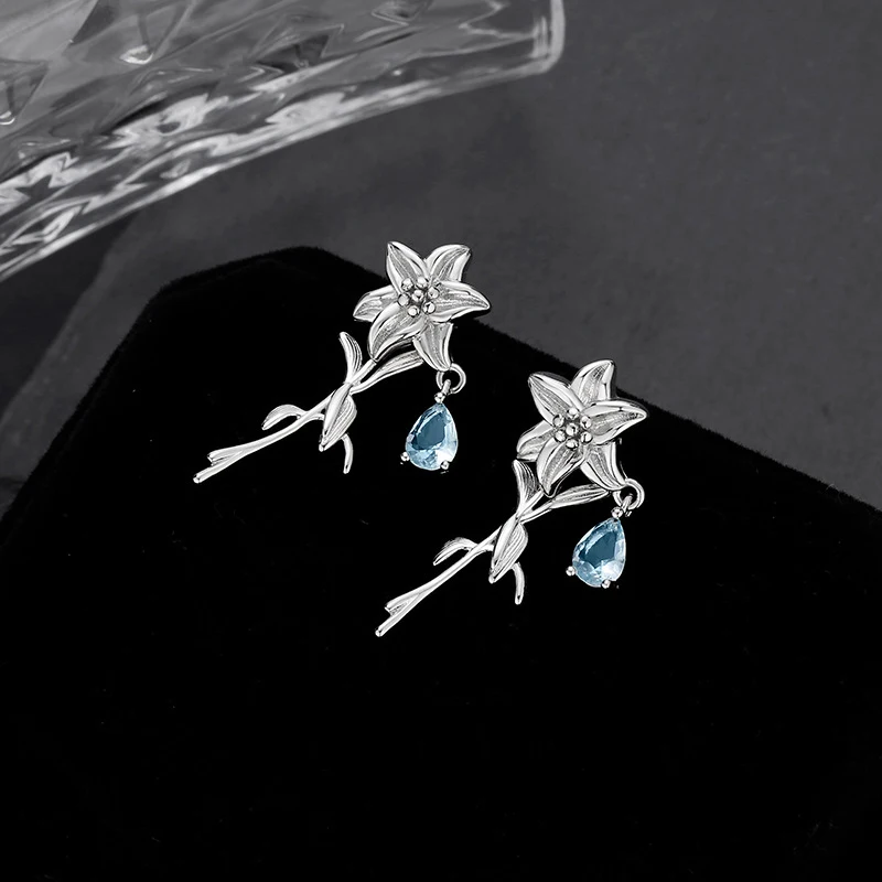 silver 925 sweet and fresh small lily flower earring can removable exquisite sapphire water droplet earrings for women jewelry
silver 925 sweet and fresh small lily flower earring can removable exquisite sapphire water droplet earrings for women jewelry