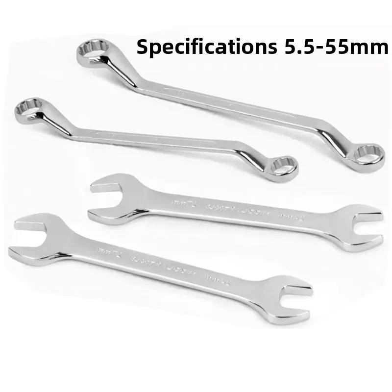 Mirror Finish Dual Function Double Ended Open End and Box End Wrench Set Ranging from 5.5 to 55 for Professional Tool Use