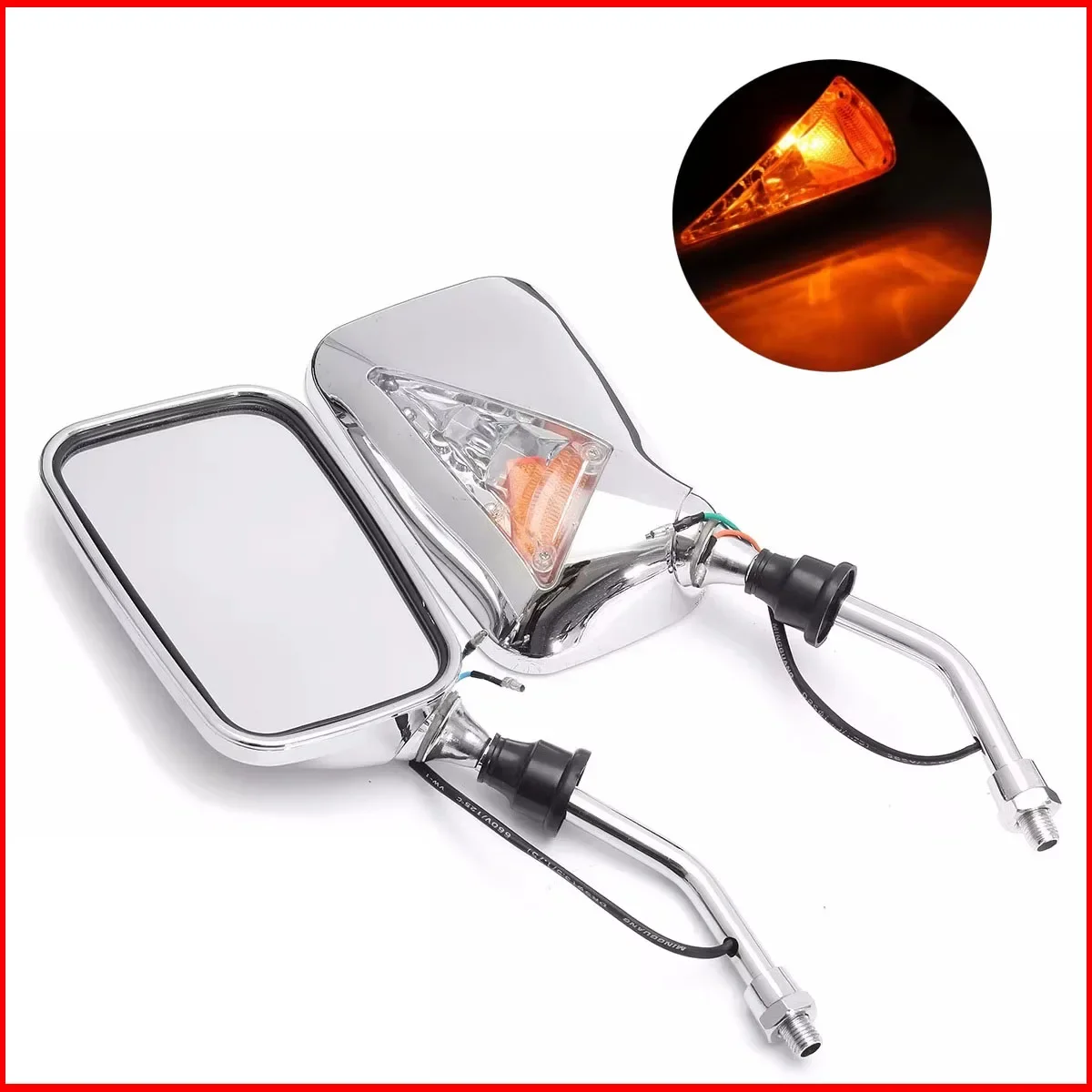 10mm 12V Universal for Motorcycles Scooters ATVs Pair Chrome Motorcycle Rearview Side Mirrors with Turn Signal Indicator Light
10mm 12V Universal for Motorcycles Scooters ATVs Pair Chrome Motorcycle Rearview Side Mirrors with Turn Signal Indicator Light