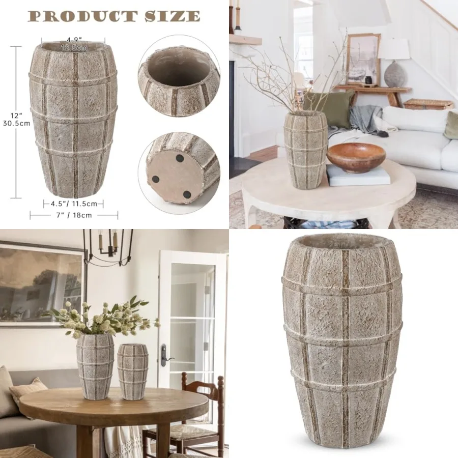 Rustic Terracotta Flower Vase for Home Decor 12" Farmhouse Textured Barrel-Style Ceramic Vase Vintage Handcrafted Gridded Desig
Rustic Terracotta Flower Vase for Home Decor 12" Farmhouse Textured Barrel-Style Ceramic Vase Vintage Handcrafted Gridded Desig