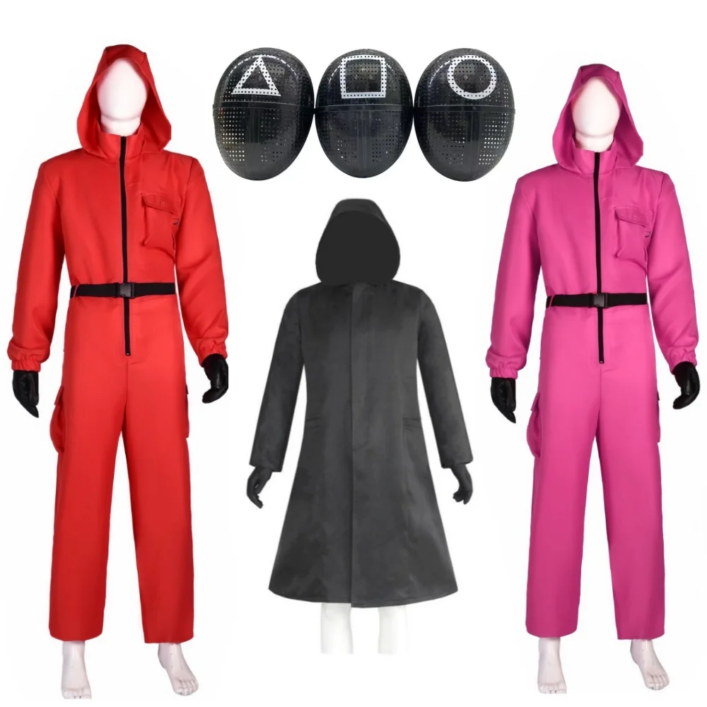 Calamari Game Guard Cosplay Costume Red Tracksuit Adult Kids Teenagers Jumpsuit Outfit Hooded Belt Gloves Mask Set Halloween
Calamari Game Guard Cosplay Costume Red Tracksuit Adult Kids Teenagers Jumpsuit Outfit Hooded Belt Gloves Mask Set Halloween