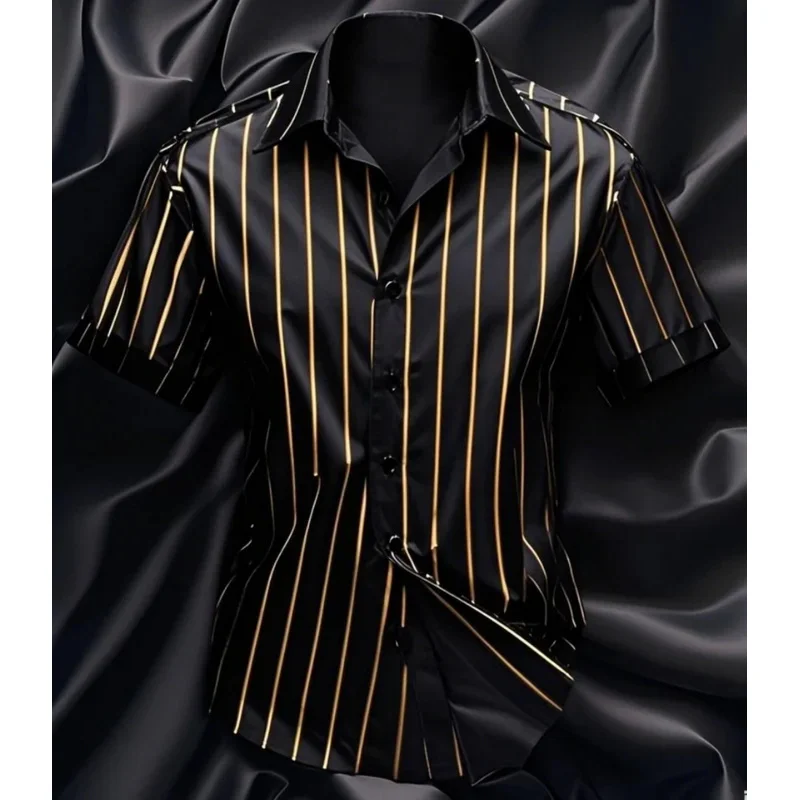 Men's fashion striped shirt, elegant casual comfortable breathable, short sleeves, lapel buttons, soft and comfortable material
Men's fashion striped shirt, elegant casual comfortable breathable, short sleeves, lapel buttons, soft and comfortable material