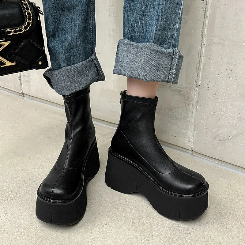 Women's Shoes 2026New Ankle Boots High Heels for Women Autumn Wedges Goth Shoes Fashion Punk Zipper Leather Chunky Pumps Zapatos
Women's Shoes 2026New Ankle Boots High Heels for Women Autumn Wedges Goth Shoes Fashion Punk Zipper Leather Chunky Pumps Zapatos
