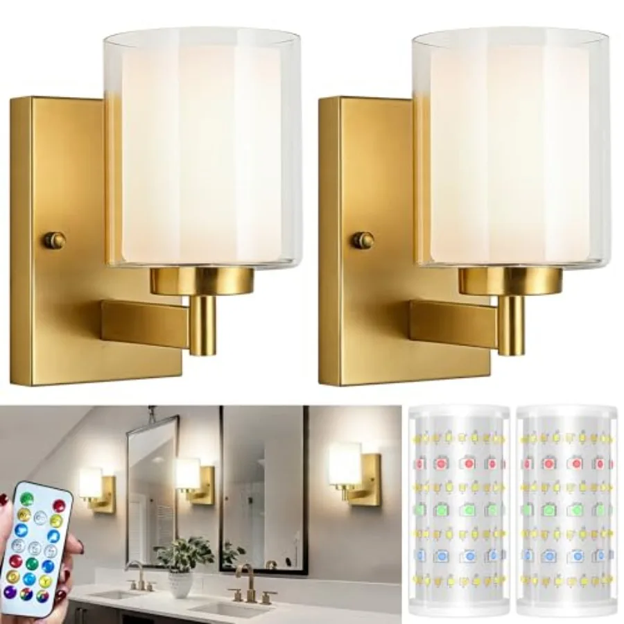 Battery Operated Wall Sconce Set of 2 10000mAh Wireless Rechargeable Wall Sconce with Remote Control RGB Dimmable Bathroom Ligh
Battery Operated Wall Sconce Set of 2 10000mAh Wireless Rechargeable Wall Sconce with Remote Control RGB Dimmable Bathroom Ligh