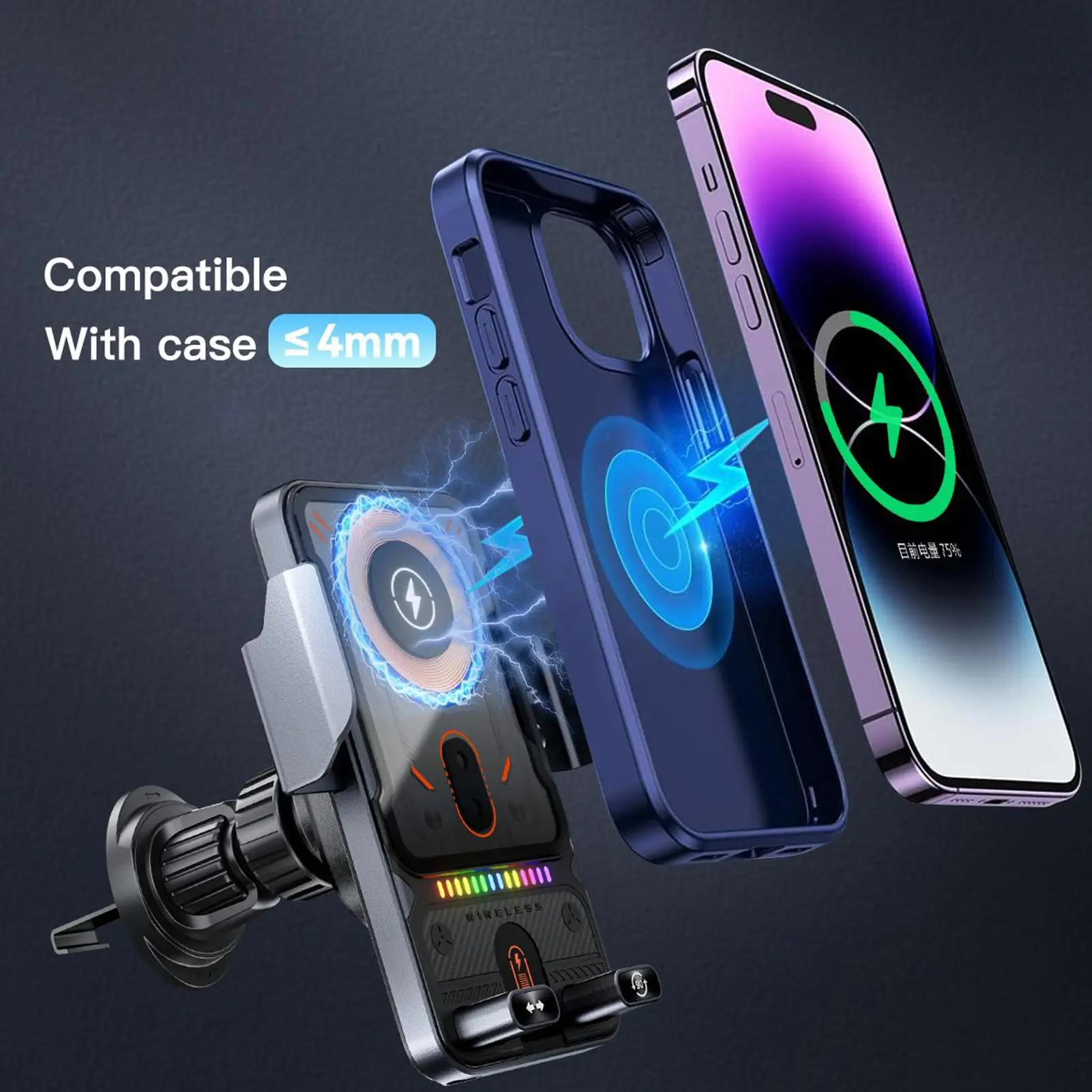 15W Fast Charging Wireless Car Charger Navigation Bracket Auto Clamping Car Phone Holder Mount For Music Control Video Streaming
15W Fast Charging Wireless Car Charger Navigation Bracket Auto Clamping Car Phone Holder Mount For Music Control Video Streaming