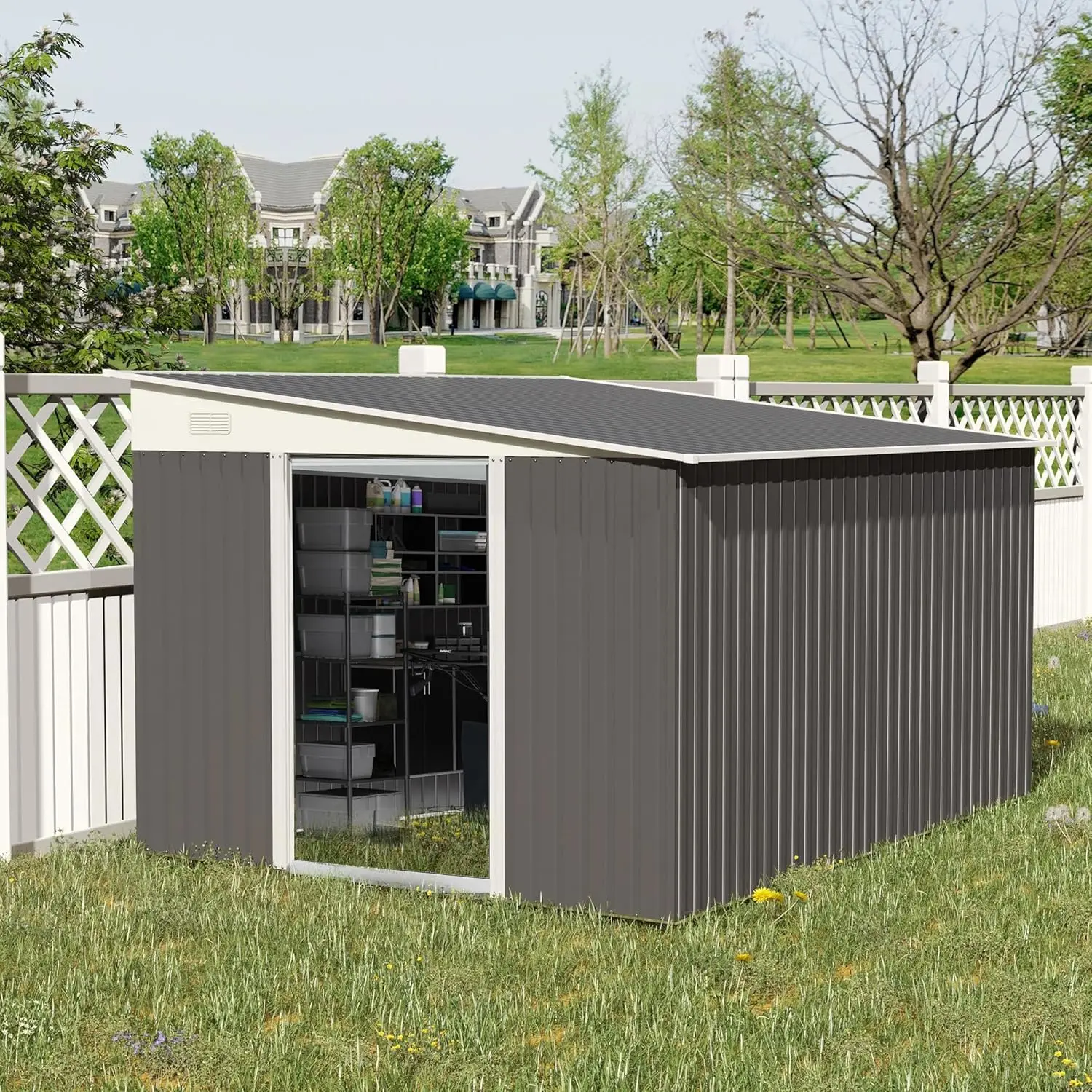 Outsunny 11 'x 9' Наружный сарай для хранения, оцинкованный металлический полезный садовый инструмент, Запираемая дверь для заднего двора, велосипеда, патио
Outsunny 11 'x 9' Наружный сарай для хранения, оцинкованный металлический полезный садовый инструмент, Запираемая дверь для заднего двора, велосипеда, патио