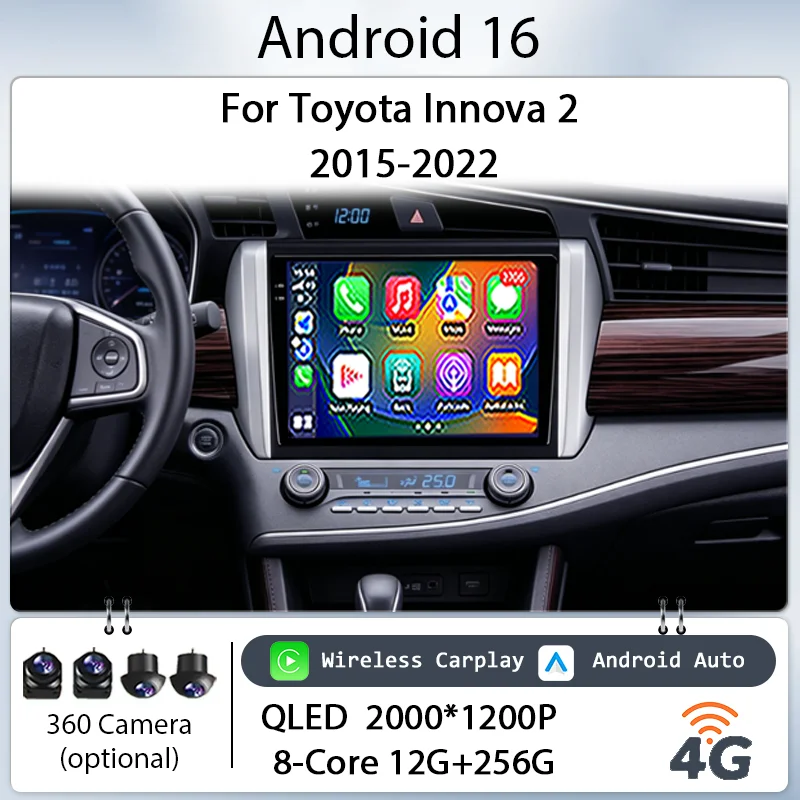 for Toyota Innova 2 2015-2022 Car Radio Multimedia Player 9" Android 16 Wireless CarPlay GPS BT WiFi DSP IPS Touch Screen QLED
for Toyota Innova 2 2015-2022 Car Radio Multimedia Player 9" Android 16 Wireless CarPlay GPS BT WiFi DSP IPS Touch Screen QLED