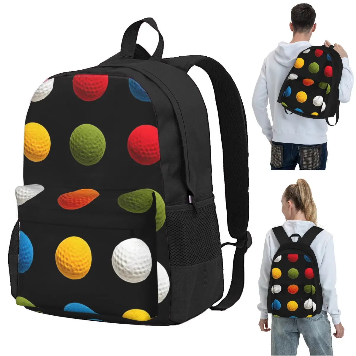 Colorful Golf Ball Backpack Student BookBag Children School Bag Laptop Shoulder Bags for Men Women
Colorful Golf Ball Backpack Student BookBag Children School Bag Laptop Shoulder Bags for Men Women
