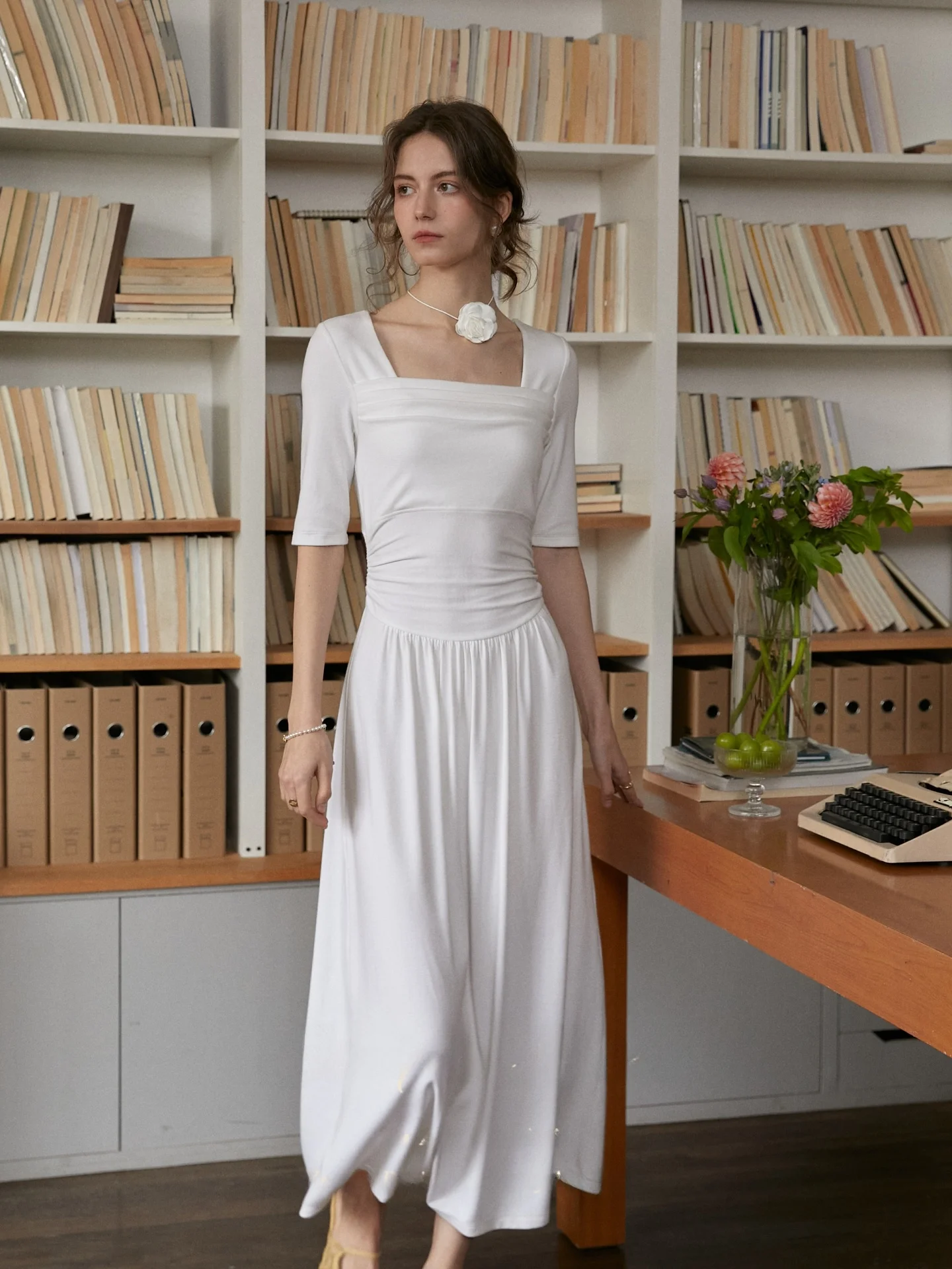 SimpleRetro French Style Knitted A-Line Dress Women's Five-Quarter Sleeve Square Collar Slimming Dress City Commute Suitable
SimpleRetro French Style Knitted A-Line Dress Women's Five-Quarter Sleeve Square Collar Slimming Dress City Commute Suitable