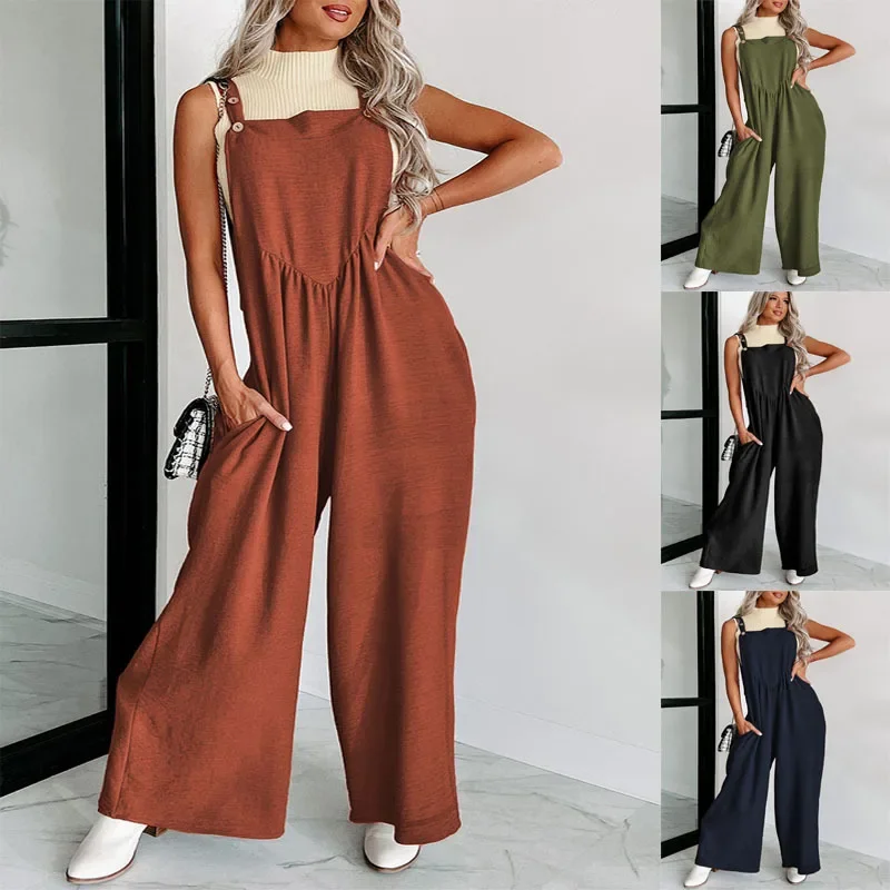 2024 summer new sleeveless rompers women casual loose drop feeling high waist wide leg pants women
2024 summer new sleeveless rompers women casual loose drop feeling high waist wide leg pants women