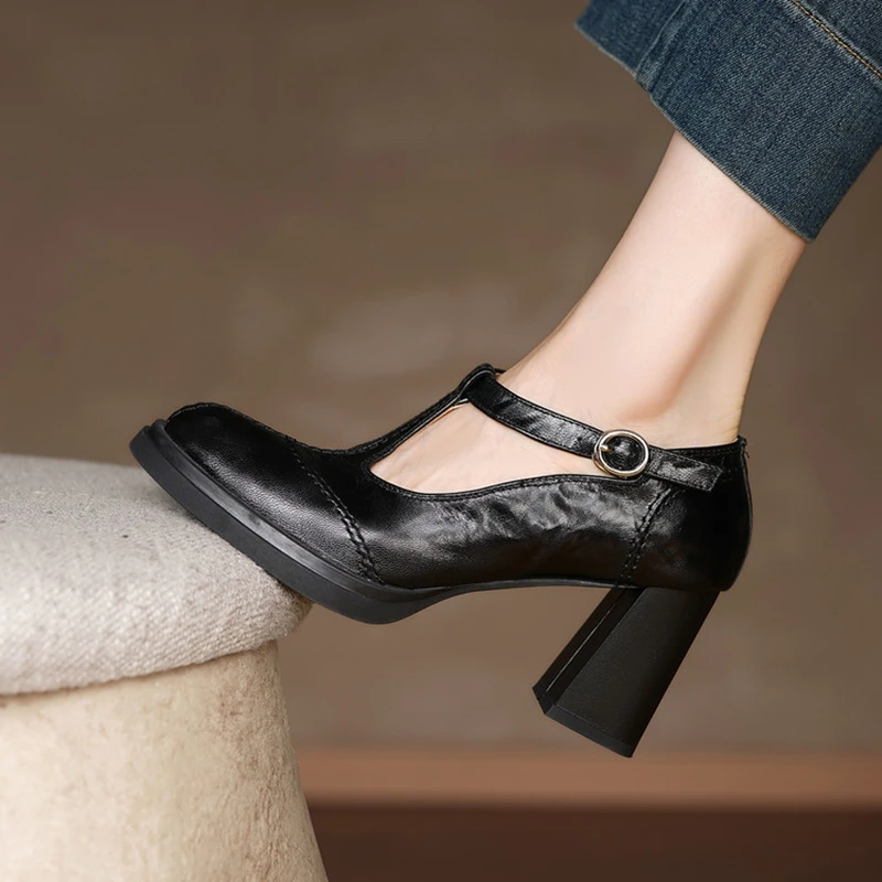 NEW Spring/Autumn Women Pumps Genuine Leather Shoes for Women Round Toe High Heel Shoes Shallow Buckle Strap Platform Mary Janes
NEW Spring/Autumn Women Pumps Genuine Leather Shoes for Women Round Toe High Heel Shoes Shallow Buckle Strap Platform Mary Janes