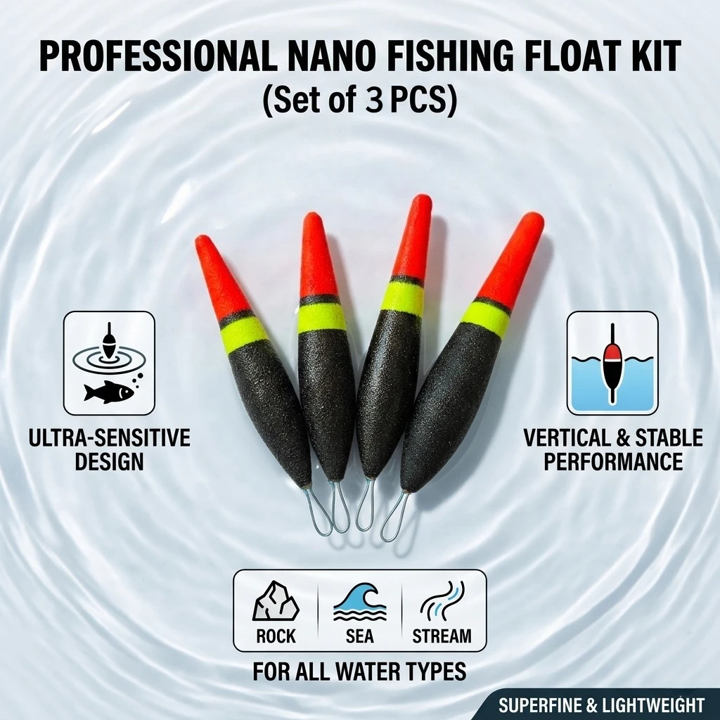 Nano Fishing Float Set 3pcs Rock Sea Stream Buoy Sensitivity Vertical Bobber Tackle Accessories Gear Kit Superfine Lightweight
Nano Fishing Float Set 3pcs Rock Sea Stream Buoy Sensitivity Vertical Bobber Tackle Accessories Gear Kit Superfine Lightweight