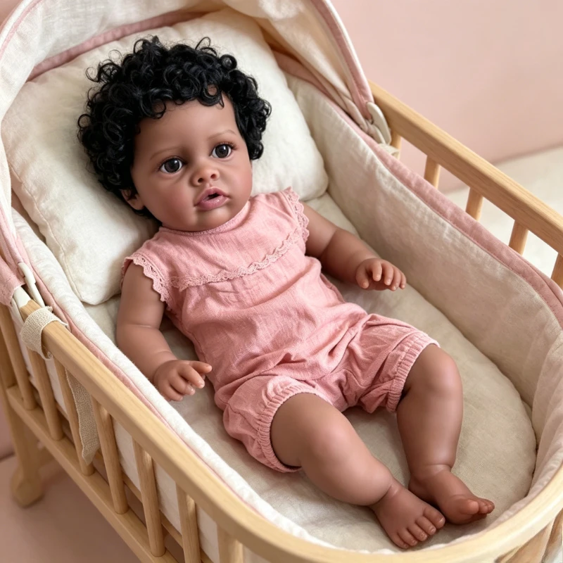 48CM Cotton Body Curly Hair Reborn Baby Dolls Dark Skin Benjamin Soft Body Real Looking Baby Dolls Birthday and Christmas Gifts
48CM Cotton Body Curly Hair Reborn Baby Dolls Dark Skin Benjamin Soft Body Real Looking Baby Dolls Birthday and Christmas Gifts