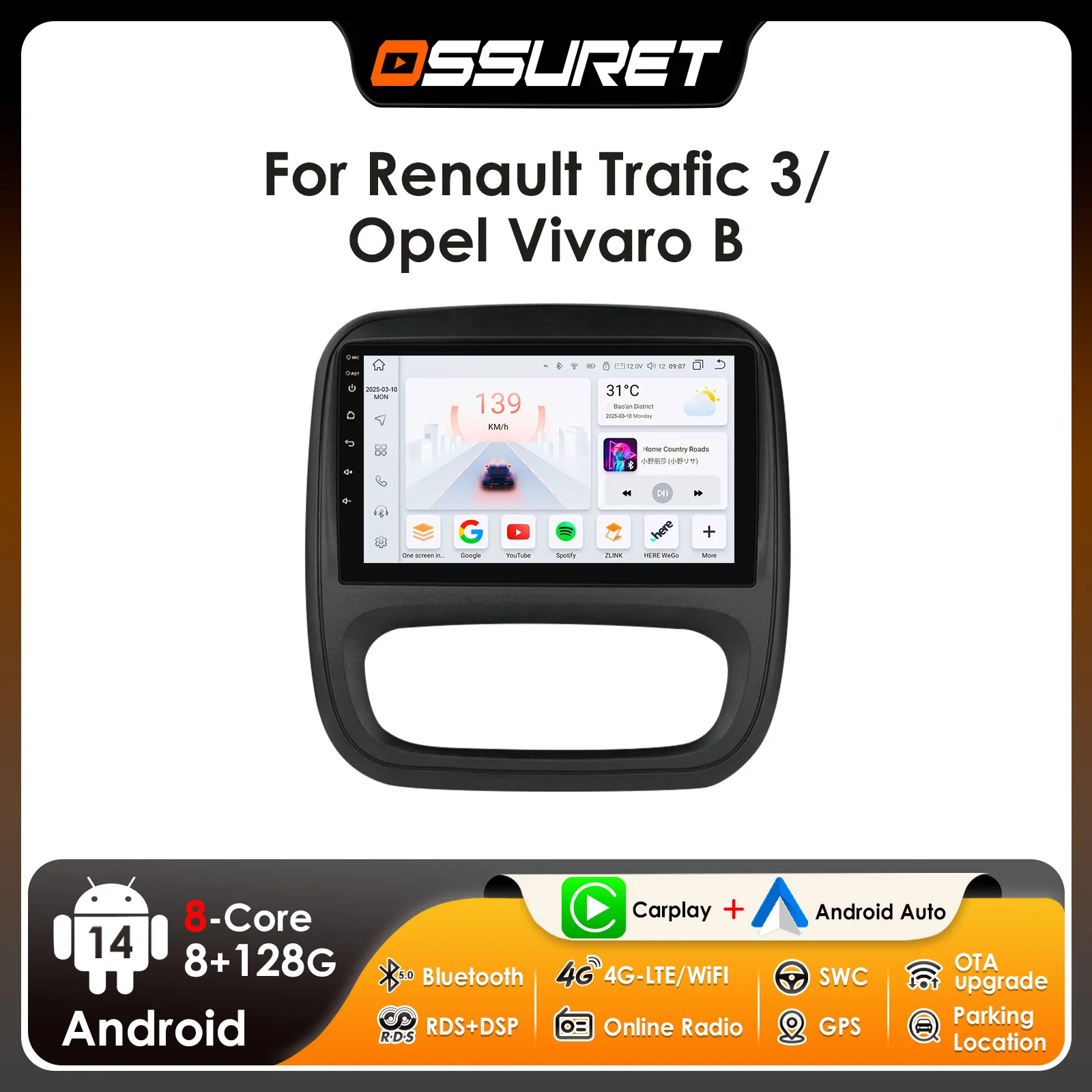 Ossuret 2Din 9inch CarPlay Android Auto Car Radio for Opel Vivaro B 2014 - 2018 Renault Trafic 2014 - 2021 RDS DSP GPS Nav BT 4G
Ossuret 2Din 9inch CarPlay Android Auto Car Radio for Opel Vivaro B 2014 - 2018 Renault Trafic 2014 - 2021 RDS DSP GPS Nav BT 4G