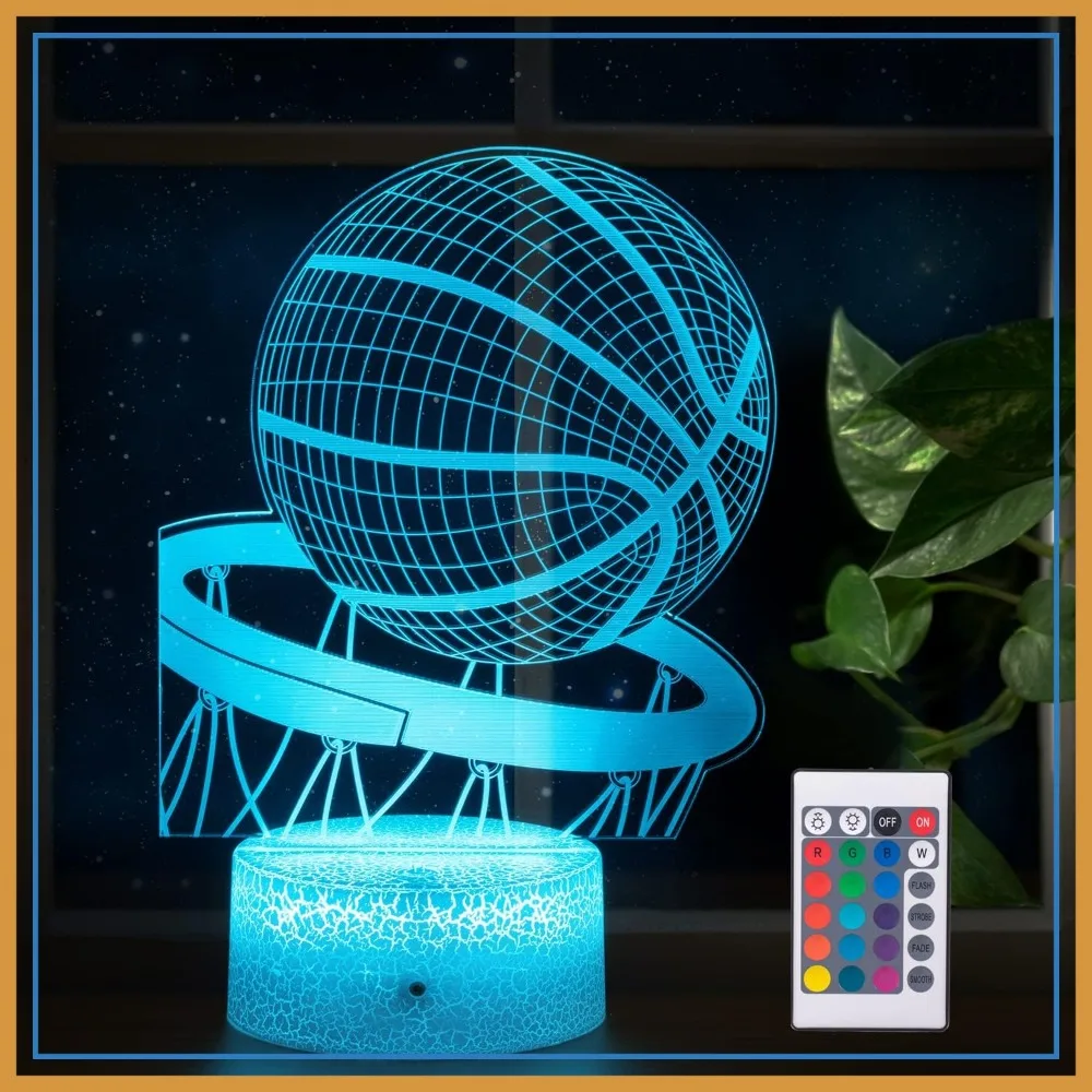 Basketball Night Light, 3D Illusion LED Lamp, 16 Colors Dimmable with Remote & Touch, Gift for Basketball Fans
Basketball Night Light, 3D Illusion LED Lamp, 16 Colors Dimmable with Remote & Touch, Gift for Basketball Fans