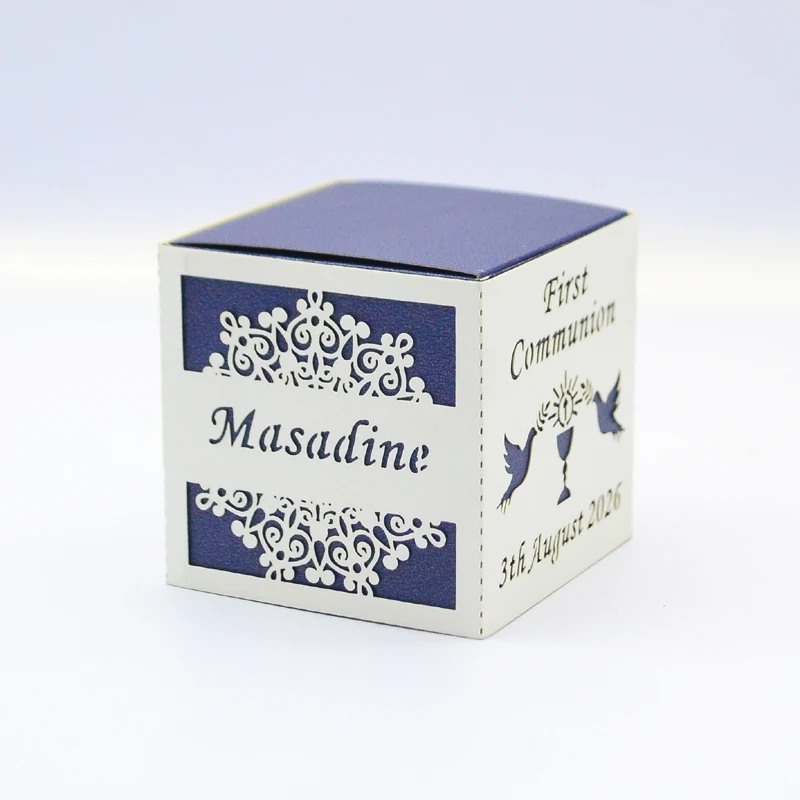 50PCS Custom Laser Cut White Gold Cross First Communion Baptism Party Souvenir Square Box
50PCS Custom Laser Cut White Gold Cross First Communion Baptism Party Souvenir Square Box