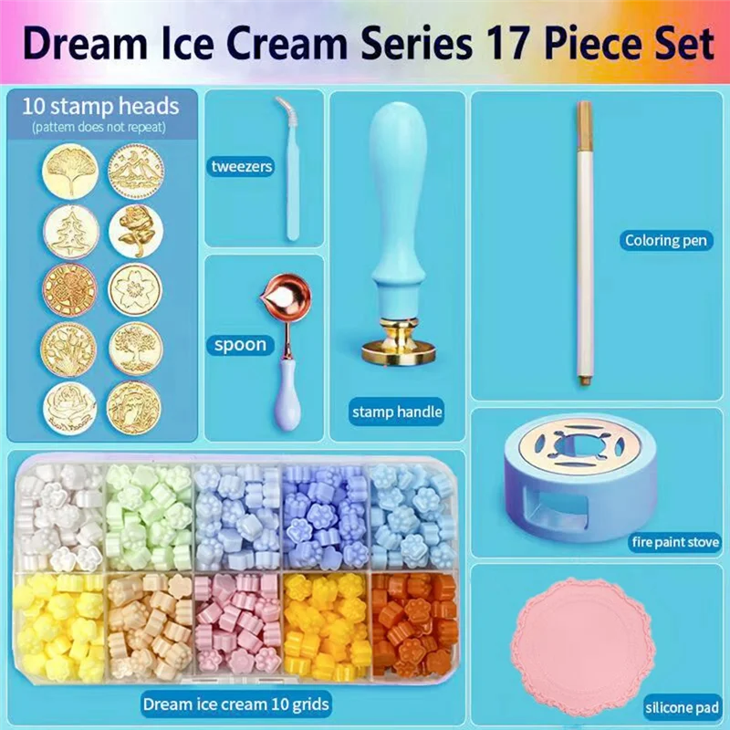 BOFOF Wax Seal Stamp Kit 17Pcs, Heater, Coloring Pen, Perfect Decoration for Wedding Invitations for Gift and Craft, Blue
BOFOF Wax Seal Stamp Kit 17Pcs, Heater, Coloring Pen, Perfect Decoration for Wedding Invitations for Gift and Craft, Blue