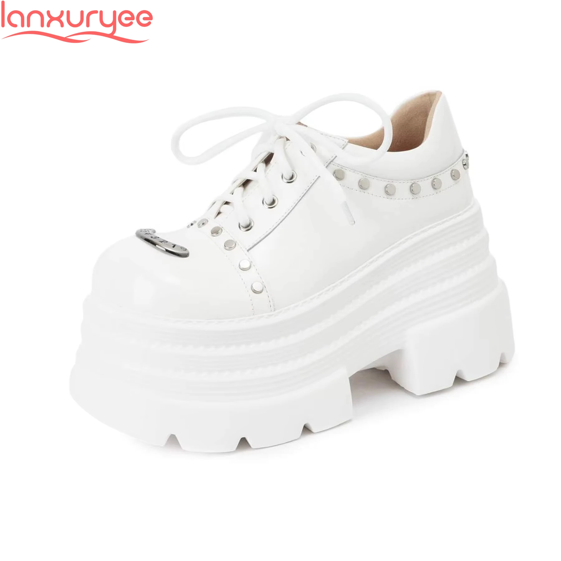 Lanxuryee 10cm Super Heels Thick Bottom Cow Leather Spring Leisure Shoes Elegant Platform Rivets Increasing Luxury Women Pumps
Lanxuryee 10cm Super Heels Thick Bottom Cow Leather Spring Leisure Shoes Elegant Platform Rivets Increasing Luxury Women Pumps