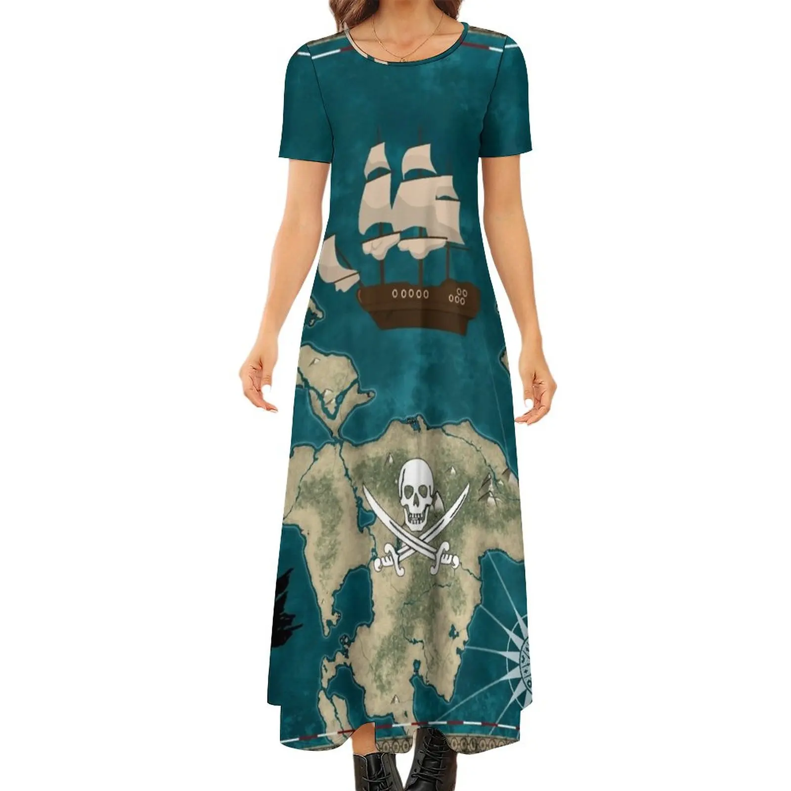 Treasure Pirate Map Round Neck Short Sleeve Dress Cocktail of dresses Dance dresses Women"s skirt
Treasure Pirate Map Round Neck Short Sleeve Dress Cocktail of dresses Dance dresses Women"s skirt