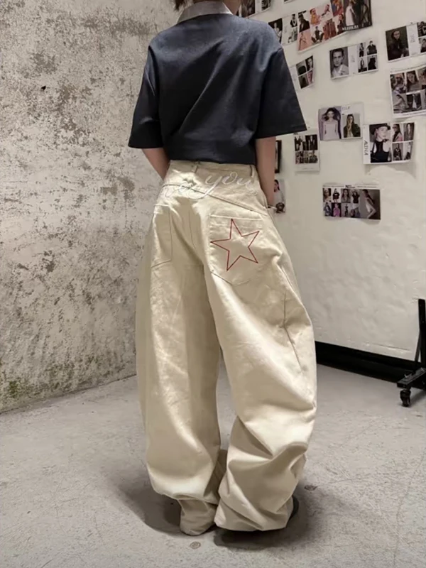 Широкие джинсы цвета хаки в стиле ретро с вышивкой звезд, женские джинсы с высокой талией, свободные осенние длинные брюки, повседневные длинные брюки с вышивкой
Широкие джинсы цвета хаки в стиле ретро с вышивкой звезд, женские джинсы с высокой талией, свободные осенние длинные брюки, повседневные длинные брюки с вышивкой