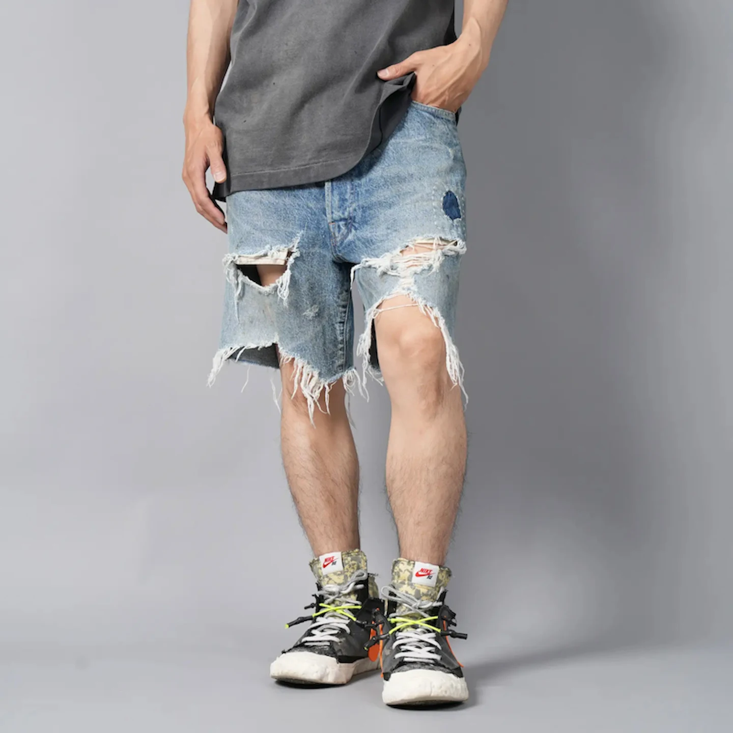 Men's Ultra Ripped Distressed Denim Shorts Vintage Light Wash Frayed Hem Knee-length Jeans Streetwear Baggy Wide Jean Shorts
Men's Ultra Ripped Distressed Denim Shorts Vintage Light Wash Frayed Hem Knee-length Jeans Streetwear Baggy Wide Jean Shorts