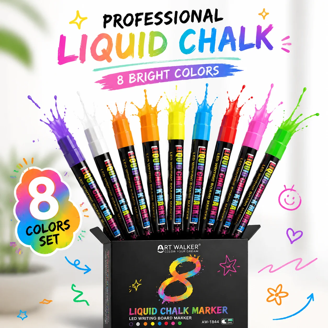 Professional 8Pcs Liquid Chalk Markers Erasable Paint Pens for Restaurant Menu LED Board Window Signage Non-toxic Quick-Dry
Professional 8Pcs Liquid Chalk Markers Erasable Paint Pens for Restaurant Menu LED Board Window Signage Non-toxic Quick-Dry