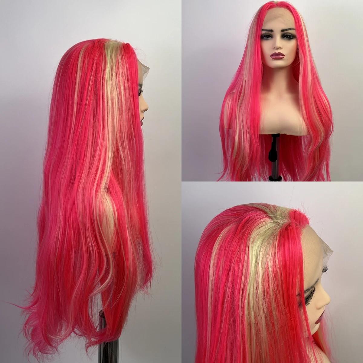 Pink Sparkle Highlight Wigs Colored Synthetic Lace front Wig Cosplay Heat Resistant Hair blonde straight Wig For Women 28 Inch
Pink Sparkle Highlight Wigs Colored Synthetic Lace front Wig Cosplay Heat Resistant Hair blonde straight Wig For Women 28 Inch
