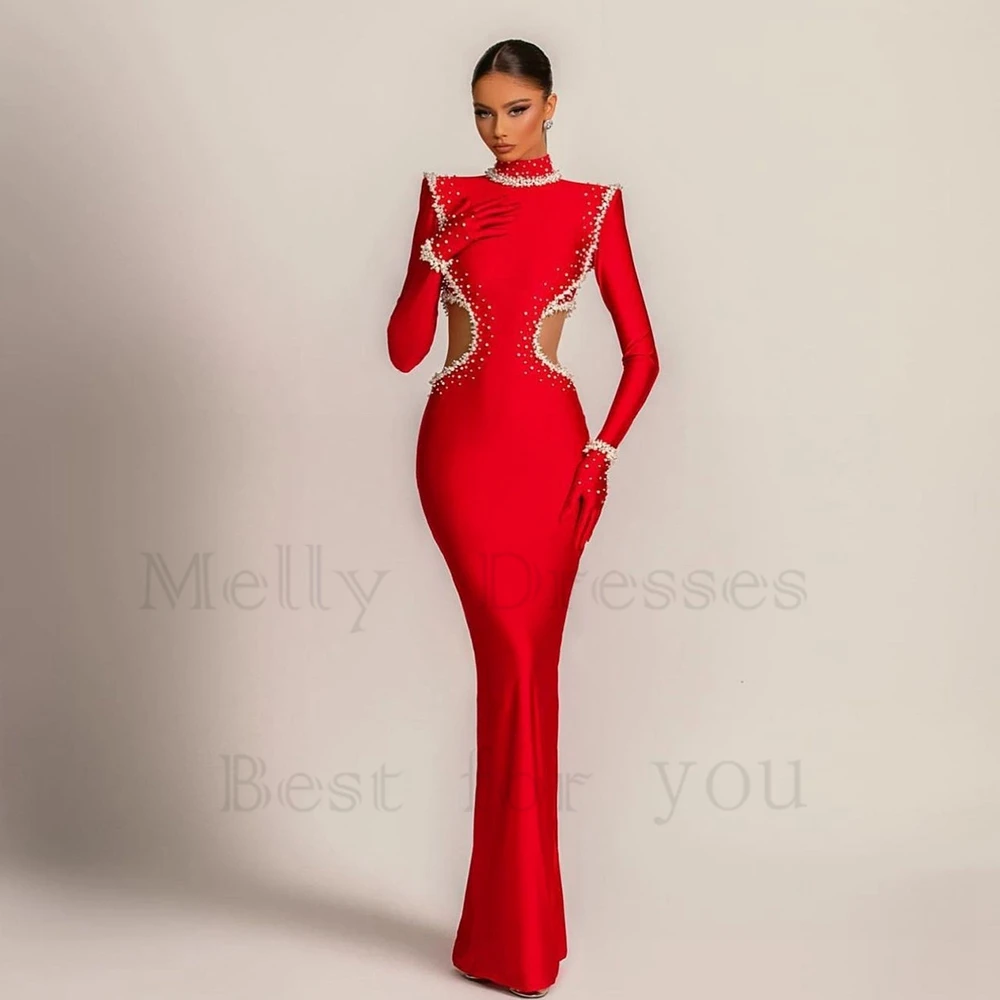 High Neck Red Evening Dresses for Beading 2024 Summer Mermaid Full Sleeve Prom Gowns Satin Robe De Soirée Zipper Back
High Neck Red Evening Dresses for Beading 2024 Summer Mermaid Full Sleeve Prom Gowns Satin Robe De Soirée Zipper Back