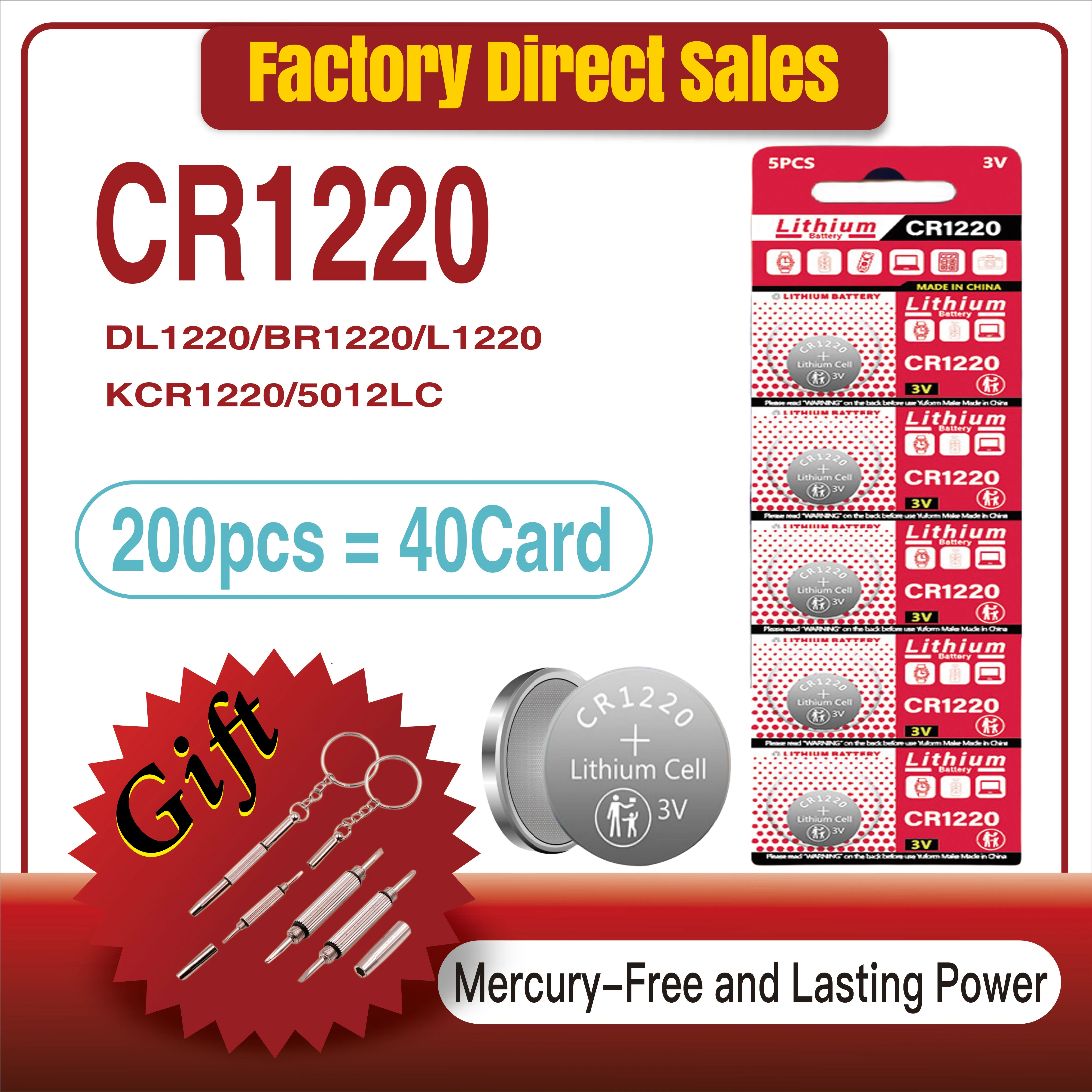 200pcs CR1220 3V Lithium Button Coin Battery for Canon PowerShot CameraChristmas Necklace Magnifying Glass G Shock Casio Watches
200pcs CR1220 3V Lithium Button Coin Battery for Canon PowerShot CameraChristmas Necklace Magnifying Glass G Shock Casio Watches