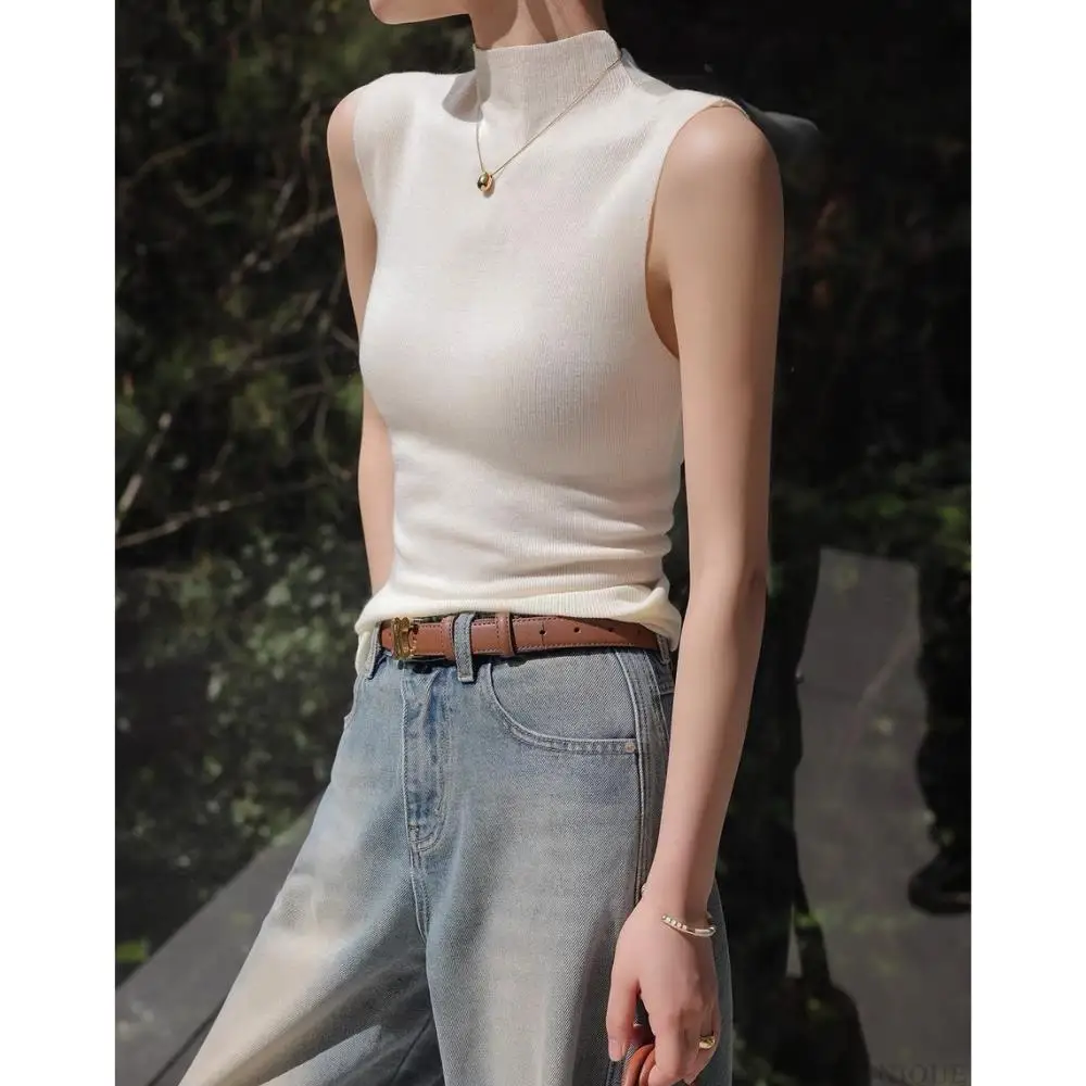 Fashion Women's Vest Knitted Tank Top Spring Autumn Sleeveless Half-turtleneck Blouse Shirt Autumn Sweaters Pullovers T-shirts 
Fashion Women's Vest Knitted Tank Top Spring Autumn Sleeveless Half-turtleneck Blouse Shirt Autumn Sweaters Pullovers T-shirts