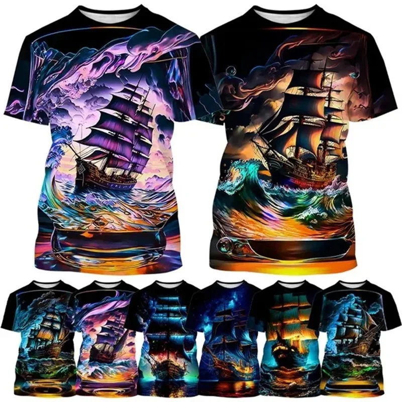 Summer 2025 men's clothing 3D pattern sailing boat graphic short sleeved comfortable round neck pullover casual T-shirt top
Summer 2025 men's clothing 3D pattern sailing boat graphic short sleeved comfortable round neck pullover casual T-shirt top