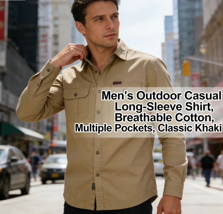New Casual Loose Long Sleeve Cargo Shirt for Men, Spring Autumn Thin Cotton Solid Color Middle-aged
New Casual Loose Long Sleeve Cargo Shirt for Men, Spring Autumn Thin Cotton Solid Color Middle-aged