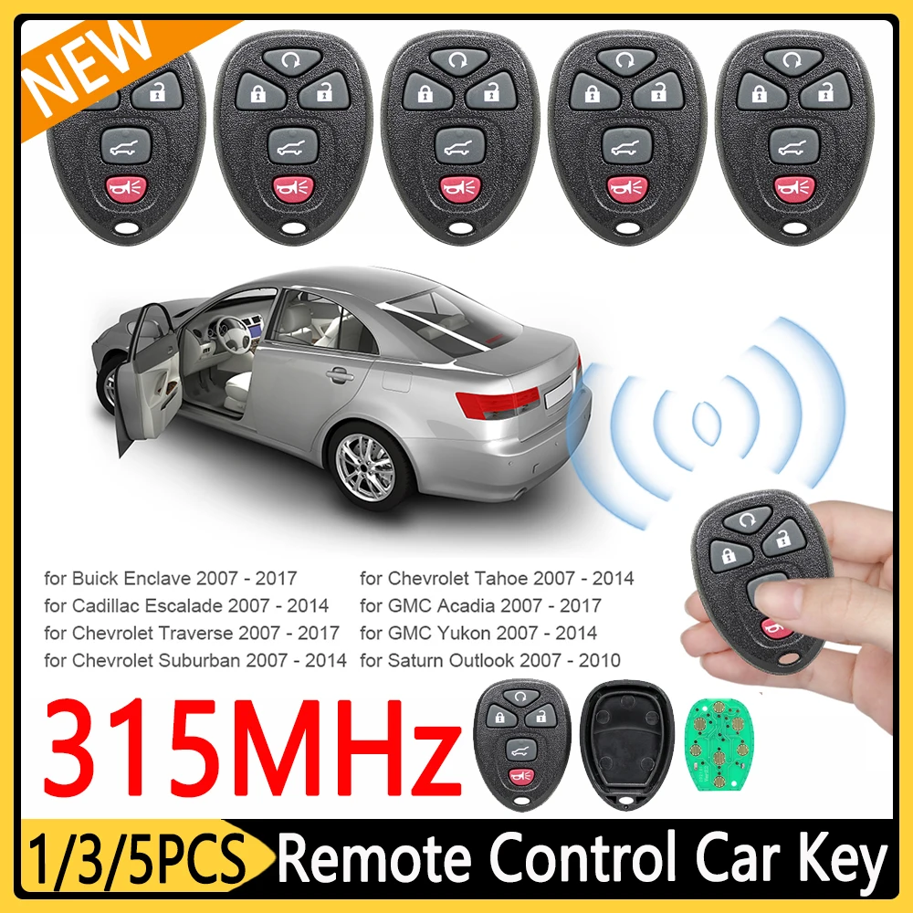 1-5Pcs 315Mhz Smart Wireless Remote Control Car Key 5 Buttons Receiver Module RF Transmitter for Chevrolet Tahoe Traverse
1-5Pcs 315Mhz Smart Wireless Remote Control Car Key 5 Buttons Receiver Module RF Transmitter for Chevrolet Tahoe Traverse