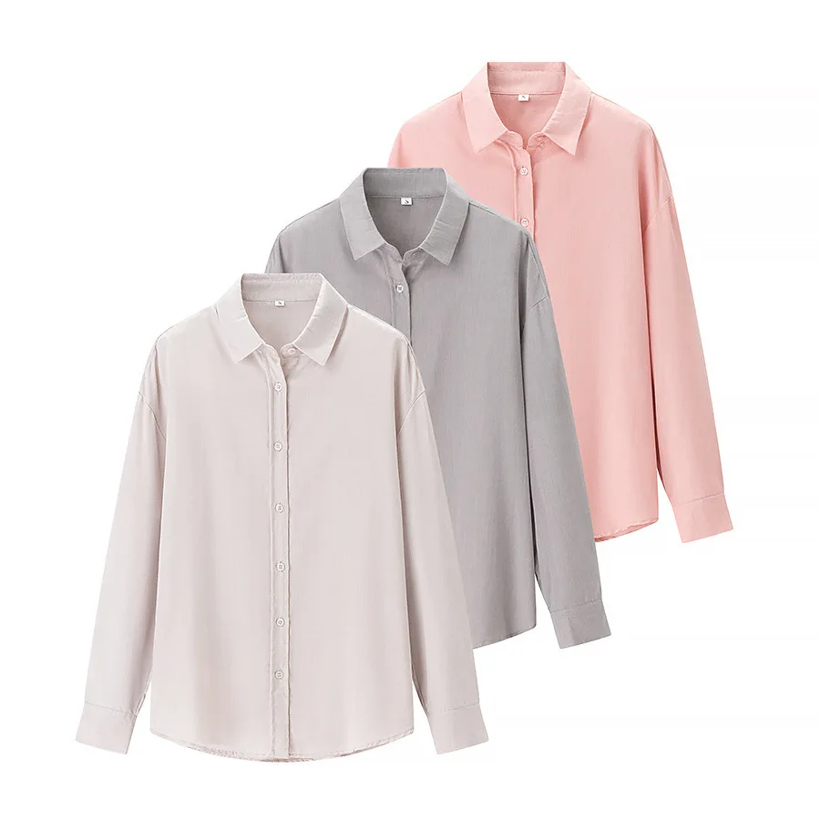 ZBZA Women's Basic Loose Shirt Lapel Long-sleeved Single-breasted Solid Simple Commuter Casual Blouse Spring Summer New Chic Top
ZBZA Women's Basic Loose Shirt Lapel Long-sleeved Single-breasted Solid Simple Commuter Casual Blouse Spring Summer New Chic Top