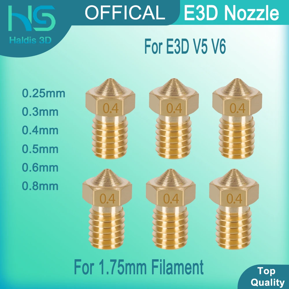 E3D Brass Nozzle For V5 V6 Hot End 3D Printer Part M6 Thread All Metal Extruder Head Nozzle For 1.75mm Filament 0.25mm-0.8mm
E3D Brass Nozzle For V5 V6 Hot End 3D Printer Part M6 Thread All Metal Extruder Head Nozzle For 1.75mm Filament 0.25mm-0.8mm