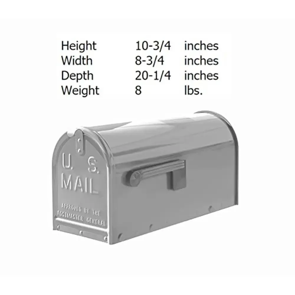 Large Grey Gloss Mailbox Made in USA Curbside Appeal Galvanized Steel USPS Approved Alloy Steel Material Front Access Height
Large Grey Gloss Mailbox Made in USA Curbside Appeal Galvanized Steel USPS Approved Alloy Steel Material Front Access Height