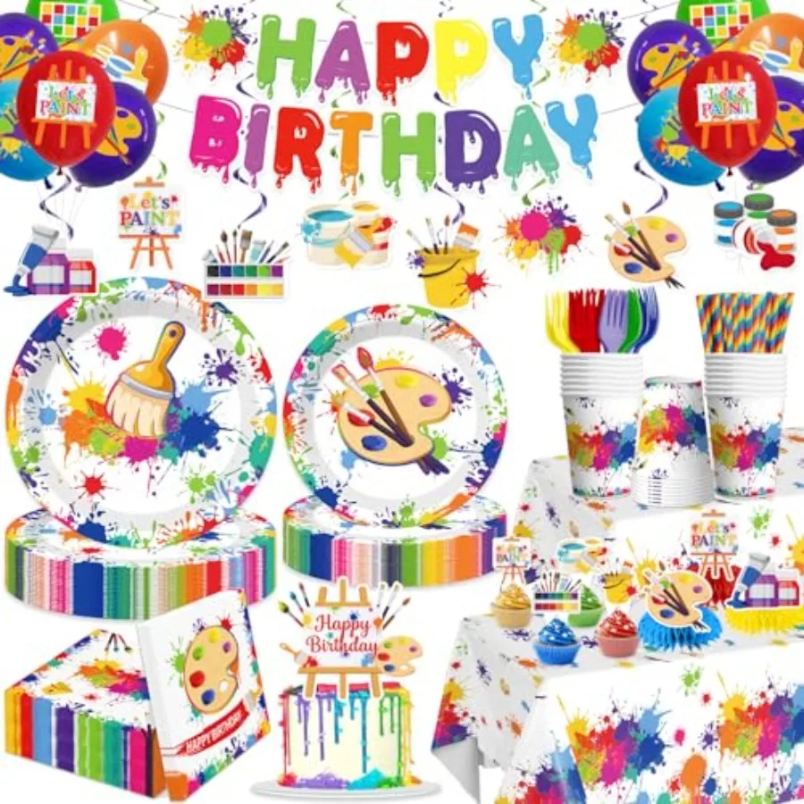 212pcs Paint Party Decorations for and Art Lovers, Convenient Disposable Paper Tableware Set Includes 350gsm Plates and 2 PE Pl
212pcs Paint Party Decorations for and Art Lovers, Convenient Disposable Paper Tableware Set Includes 350gsm Plates and 2 PE Pl