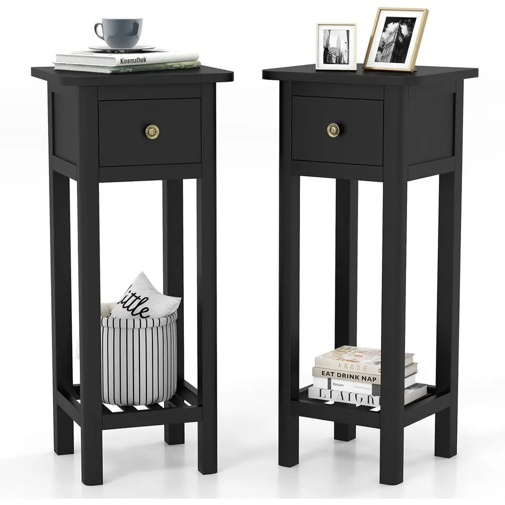 2-Tier Narrow Side Table, Acacia Wood Tall End Table for Small Spaces, Slim Bedroom Nightstand or Living Room, No Assembly, Blac
2-Tier Narrow Side Table, Acacia Wood Tall End Table for Small Spaces, Slim Bedroom Nightstand or Living Room, No Assembly, Blac