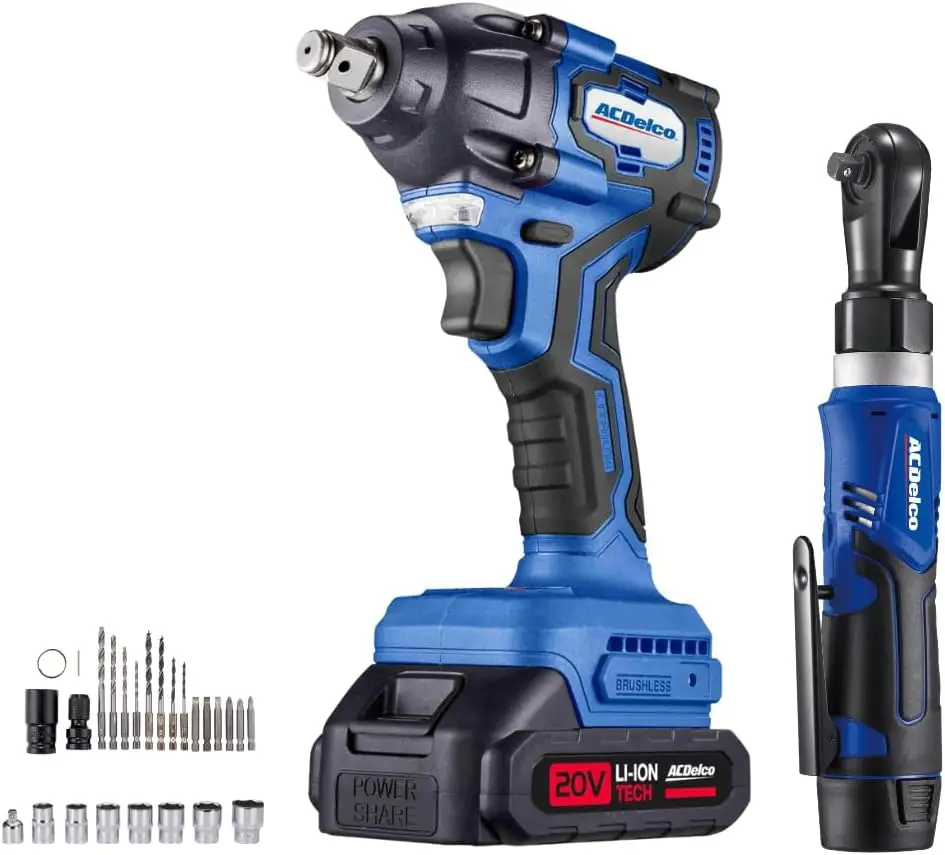 ACDelco ARI20132P-K3 20V Brushless 1/2" Impact Wrench (251 Ft-lbs, 3-in-1 Tool) & G12 Series 12V 3/8" Cordless Ratchet Combo
ACDelco ARI20132P-K3 20V Brushless 1/2" Impact Wrench (251 Ft-lbs, 3-in-1 Tool) & G12 Series 12V 3/8" Cordless Ratchet Combo