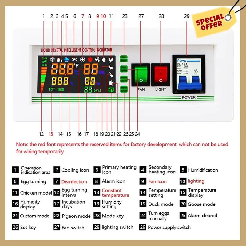 Classy-Digital Heat Thermostat Incubator Thermostat 5 Modes Digital Temperature Humidity Incubator Controller AC110V-220V
Classy-Digital Heat Thermostat Incubator Thermostat 5 Modes Digital Temperature Humidity Incubator Controller AC110V-220V