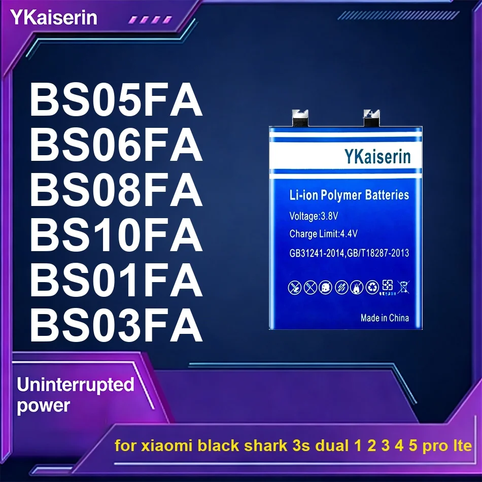 Аккумулятор для мобильного телефона Stable BS05FA BS03FA BS01FA 2300-5200 мАч для Xiaomi Black Shark 3S Dual 1 2 3 4 5 Pro Lte
Аккумулятор для мобильного телефона Stable BS05FA BS03FA BS01FA 2300-5200 мАч для Xiaomi Black Shark 3S Dual 1 2 3 4 5 Pro Lte