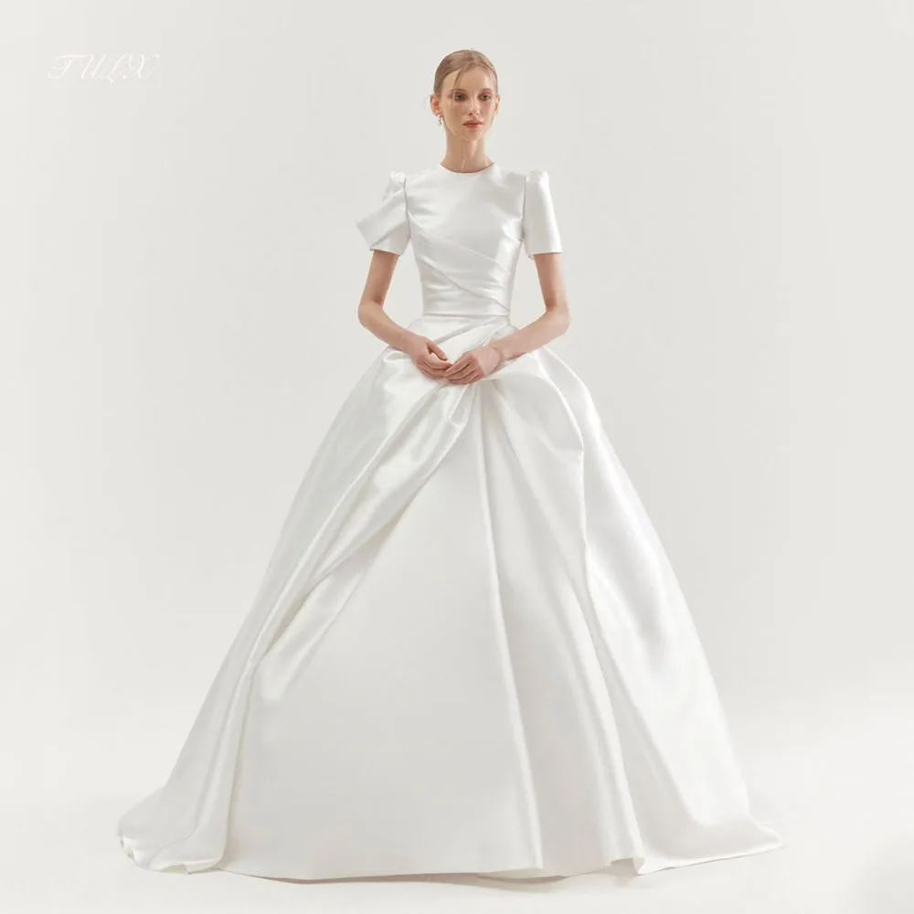 TULX Elegant A-line Satin Wedding Dresses Korea Photo Shoot O-Neck Short Sleeves Long Bridal Gown Corset Customized 웨딩드레스 2026
TULX Elegant A-line Satin Wedding Dresses Korea Photo Shoot O-Neck Short Sleeves Long Bridal Gown Corset Customized 웨딩드레스 2026