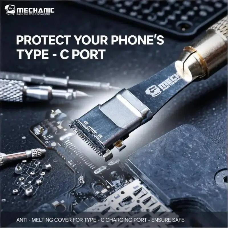 MECHANIC USB C Port Heat Shield Anti Melting Protection Cover for Phone Charging Port Hot Air Gun Soldering Rework Accessory
MECHANIC USB C Port Heat Shield Anti Melting Protection Cover for Phone Charging Port Hot Air Gun Soldering Rework Accessory