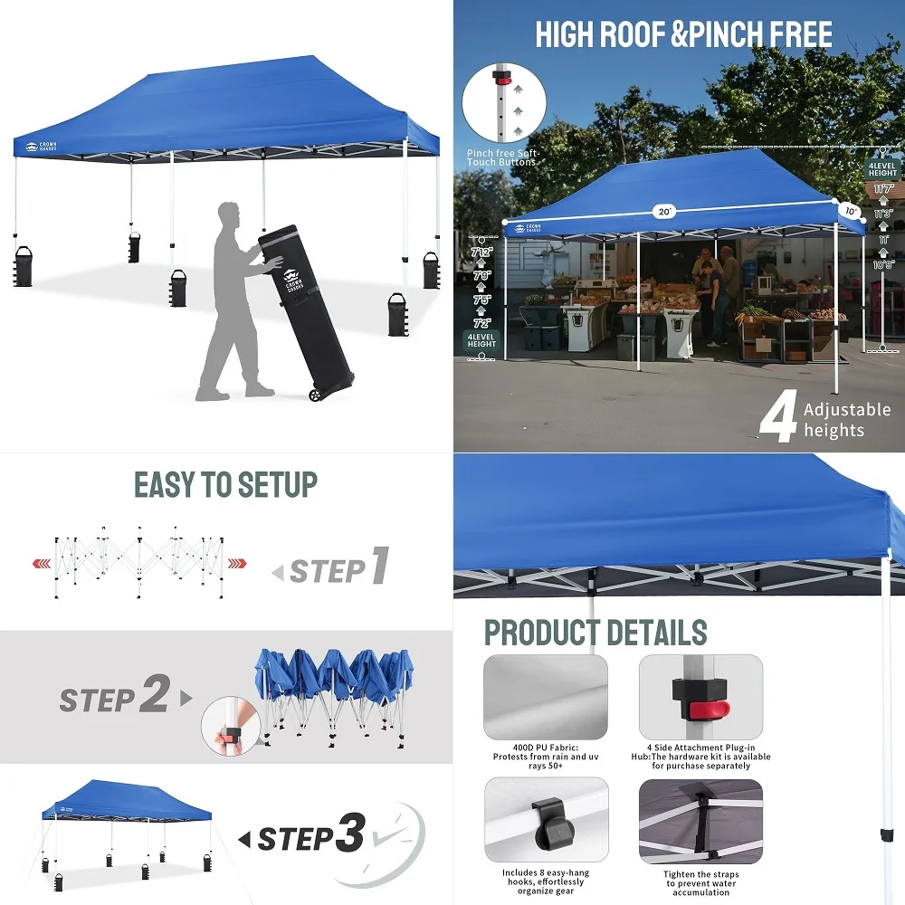 10x20 Pop Up Canopy Tent Commercial Canopy Tent with 400D Strength Oxford Fabric, Hexagonal Leg, 4 Upgraded Weights Great for T
10x20 Pop Up Canopy Tent Commercial Canopy Tent with 400D Strength Oxford Fabric, Hexagonal Leg, 4 Upgraded Weights Great for T