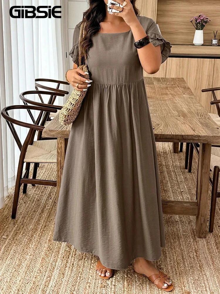 GIBSIE Plus Size Solid O-Neck Short Sleeve A-Line Dress Women 2026 Summer High Waist Female Loose Casual Vacation Long Dresses
GIBSIE Plus Size Solid O-Neck Short Sleeve A-Line Dress Women 2026 Summer High Waist Female Loose Casual Vacation Long Dresses