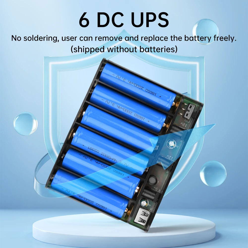 Diy UPS Battery Storage Box 6*18650 Battery 60W 5V/9V/12V Output for LED Motor with Overcharge/Low Voltage Protection
Diy UPS Battery Storage Box 6*18650 Battery 60W 5V/9V/12V Output for LED Motor with Overcharge/Low Voltage Protection