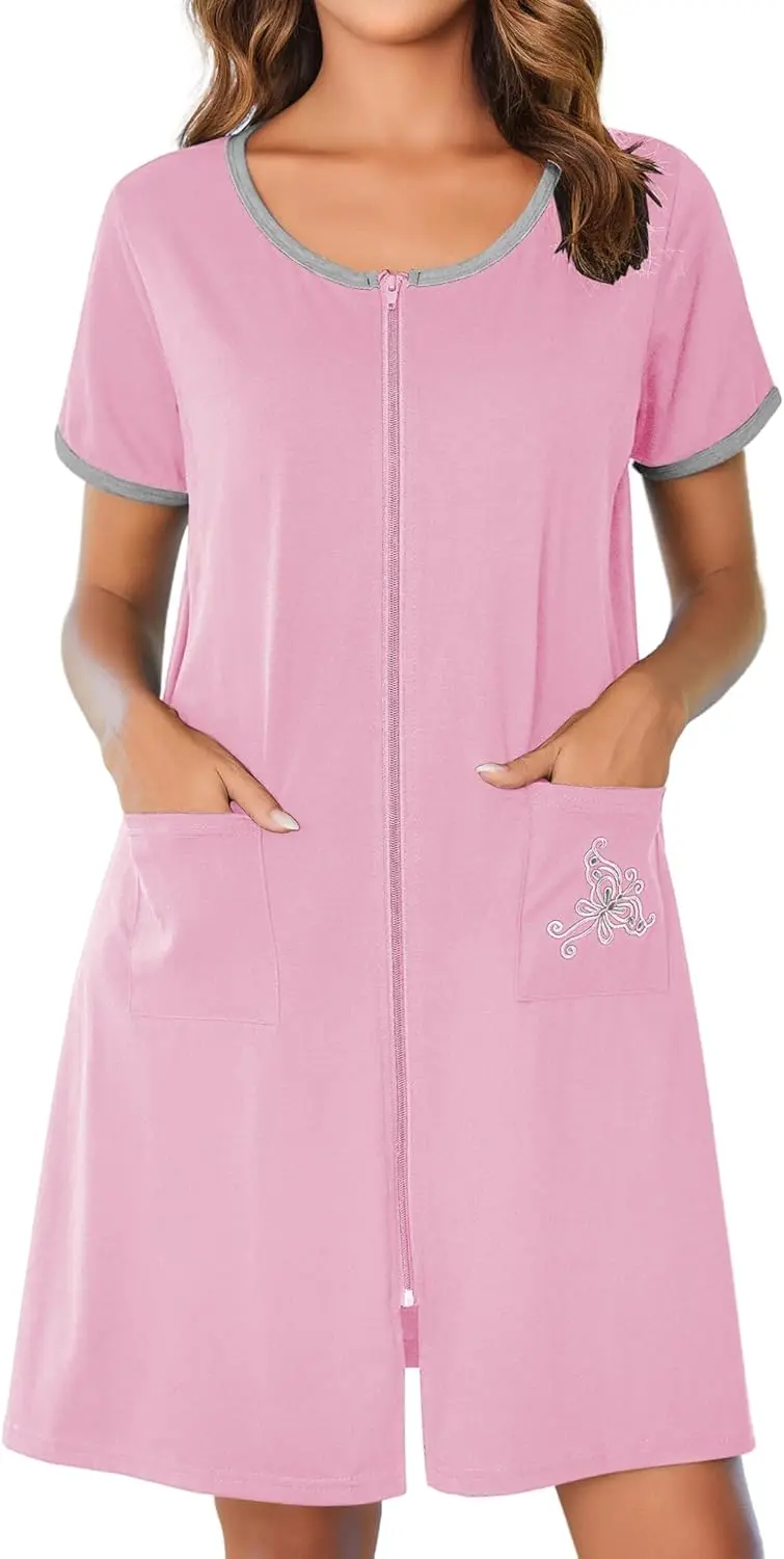 Zip Up Robes for Women Short Sleeves Zipper House Coat Lightweight Nightgown with Pockets S-3XL
Zip Up Robes for Women Short Sleeves Zipper House Coat Lightweight Nightgown with Pockets S-3XL
